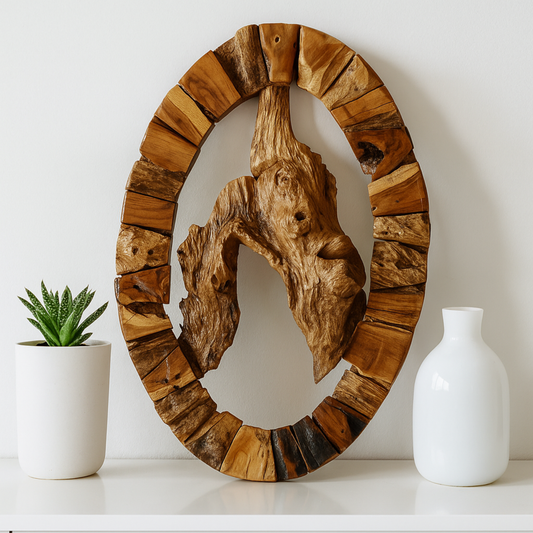 Oval Teak Root Wall Sculpture – Raw Nature Statement Art