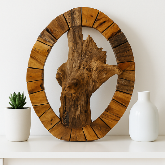Oval Teak Root Wall Sculpture – Raw Nature Statement Art