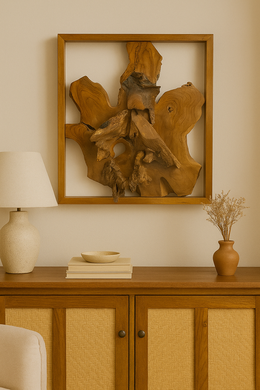 Framed Teak Root Wall Art – One-of-a-Kind Organic Sculpture