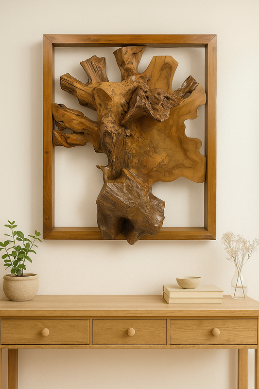 Framed Teak Root Wall Art – One-of-a-Kind Organic Sculpture