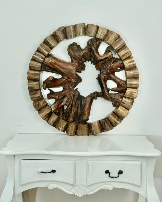 Round Teak Root Wall Sculpture – Earthform Statement Art