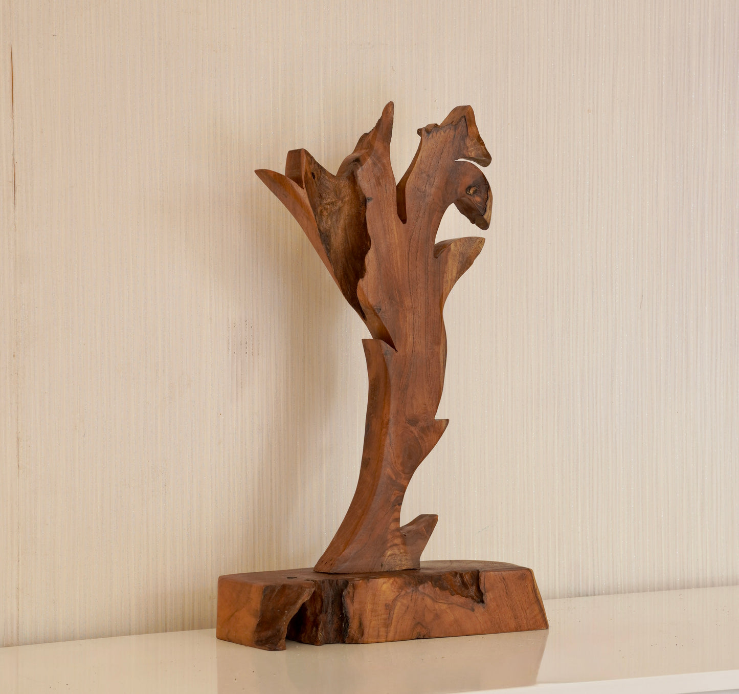 Flame of the Forest – Teak Abstract Sculpture