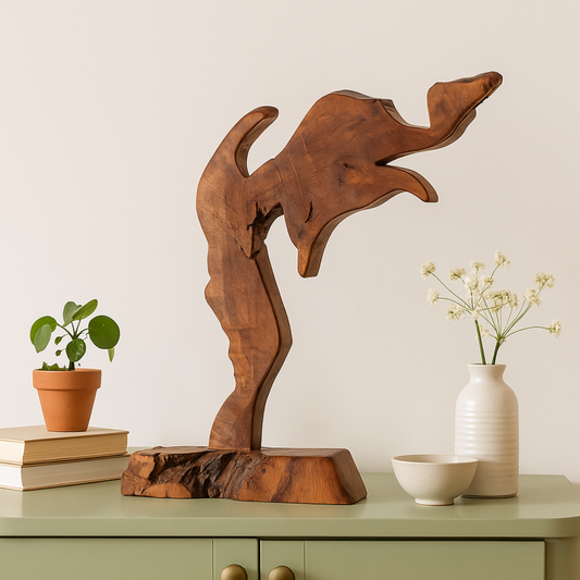 Flight of the Leaf – Teak Abstract Sculpture