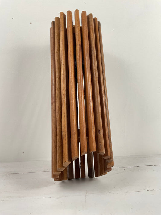 Vertical Slatted Teak Pendant Light