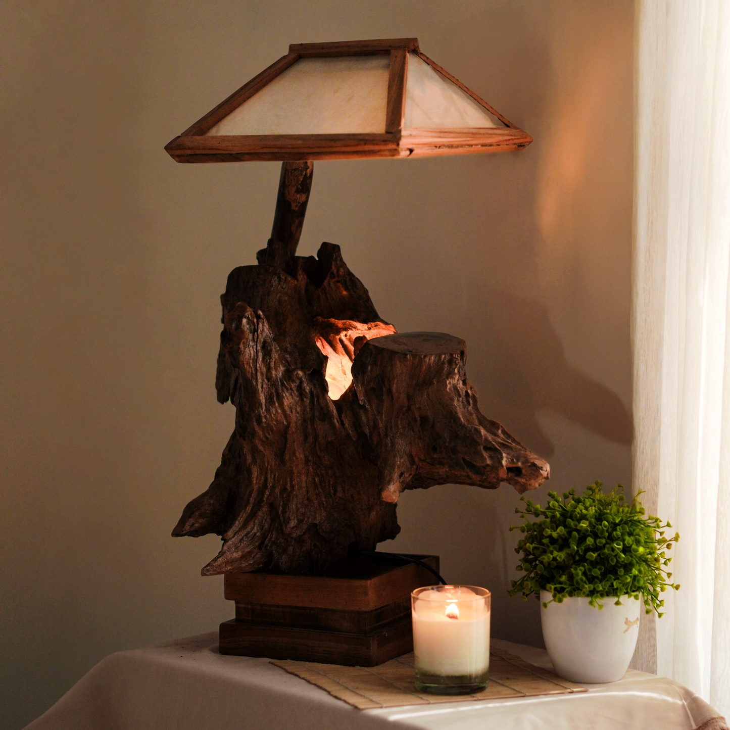 Table Lamp Wood Umbrella