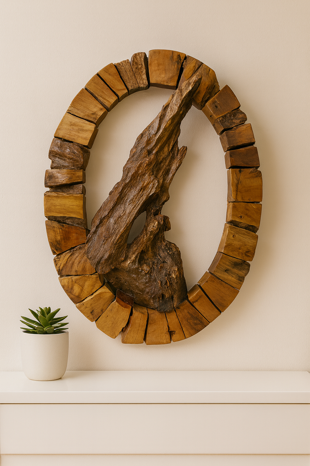Oval Teak Root Wall Sculpture – Raw Nature Statement Art