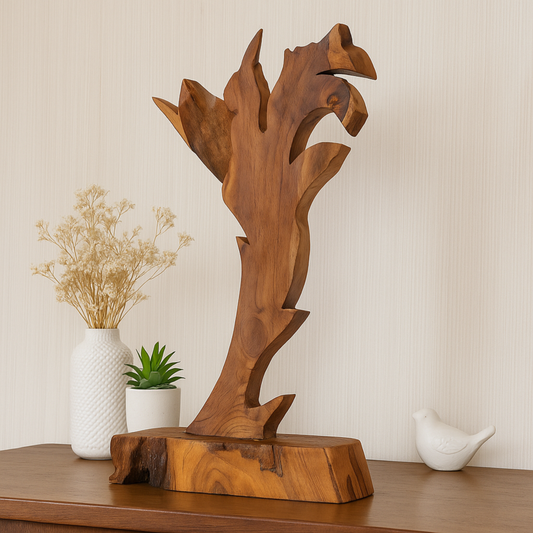 Flame of the Forest – Teak Abstract Sculpture