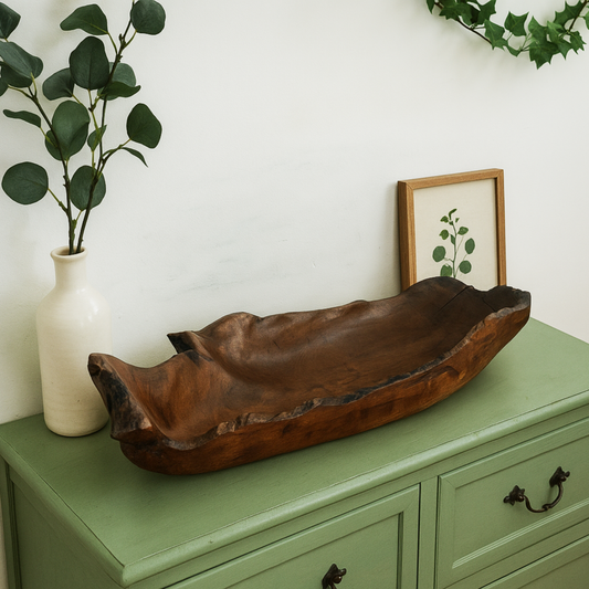 Teak Wood Root Bowl – Hand-Carved Organic Sculpture