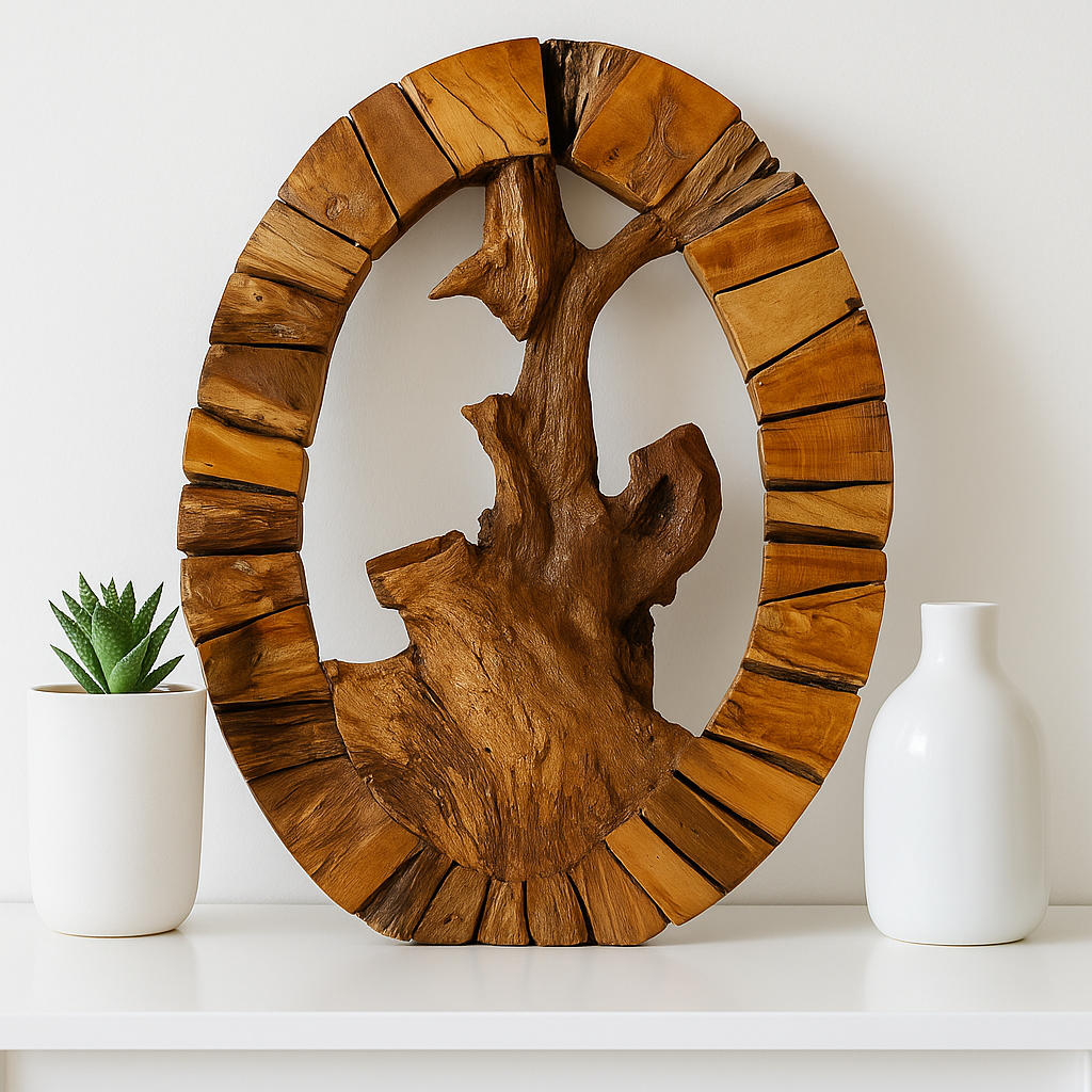 Oval Teak Root Wall Sculpture – Raw Nature Statement Art