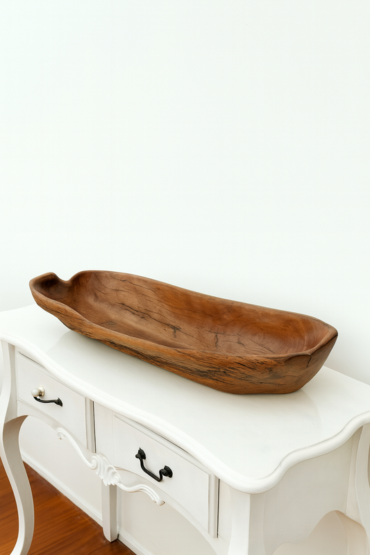 Teak Wood Sculpture Bowl – Organic Freeform Art
