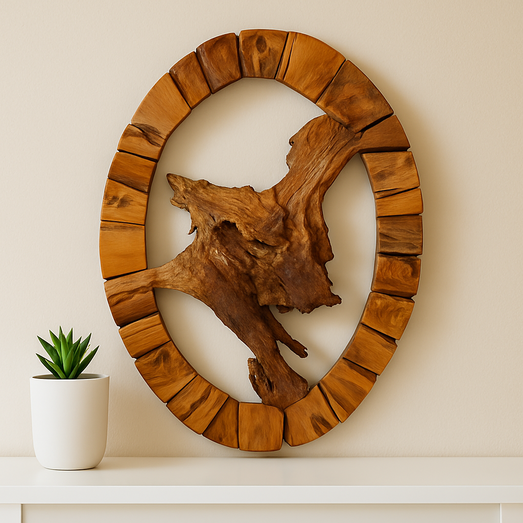 Oval Teak Root Wall Sculpture – Raw Nature Statement Art