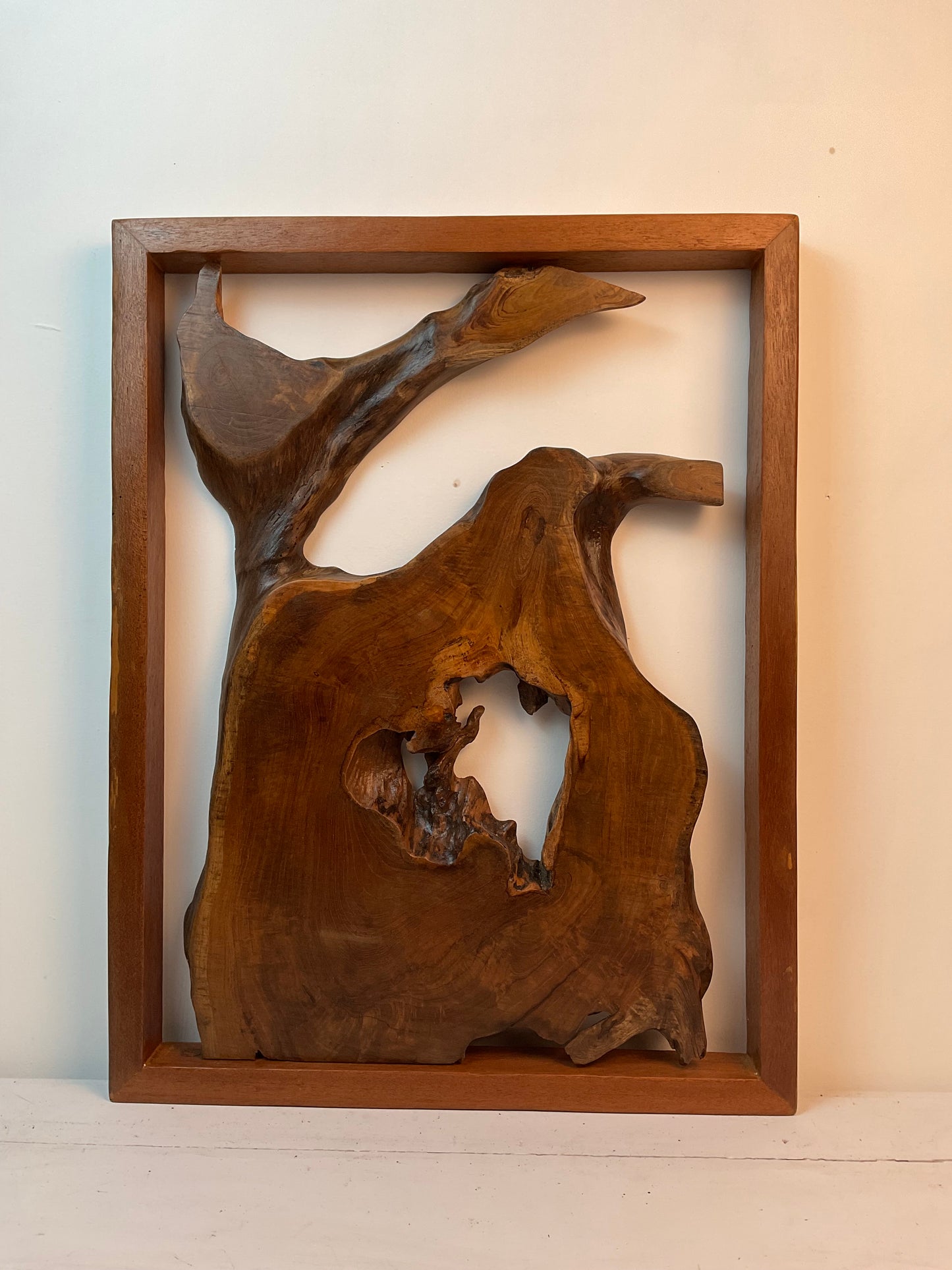 Framed Teak Root Wall Sculpture – One of a Kind