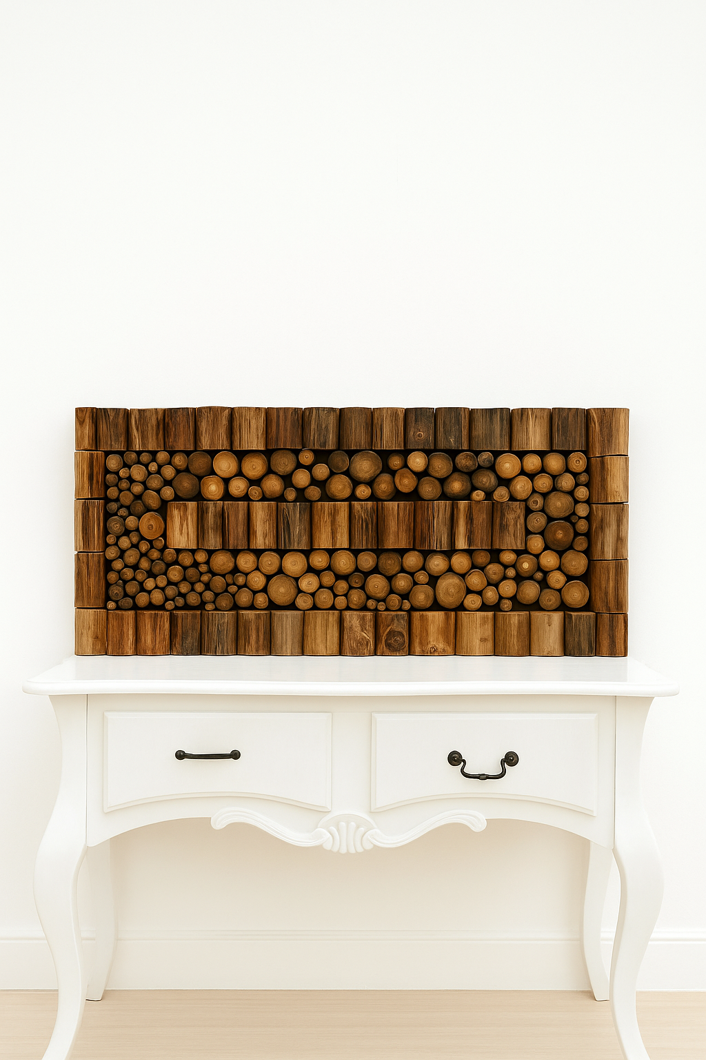 Modular Teak Wall Panel – Geometric Natural Art (Horizontal or Vertical)