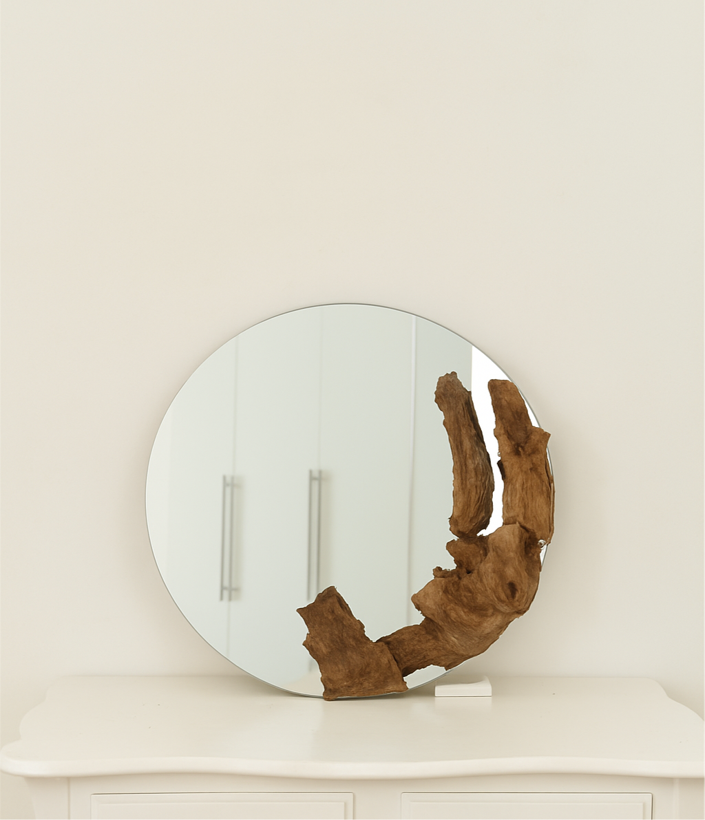 Lunar Timber – Organic Round Wall Mirror