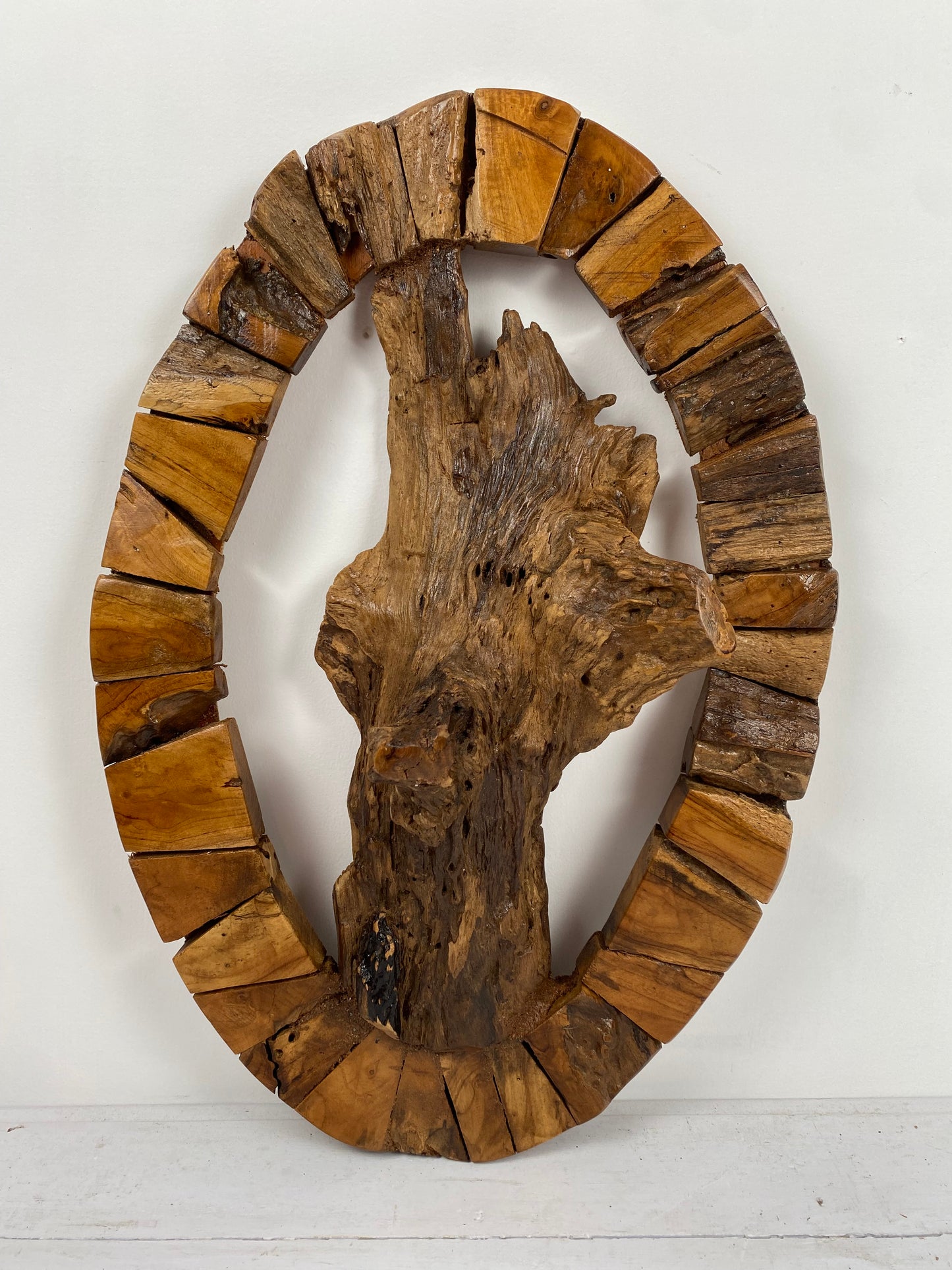 Oval Teak Root Wall Sculpture – Raw Nature Statement Art