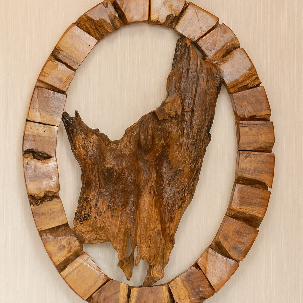 Teak Wall Sculpture – Framed Organic Wood Art (One of a Kind)