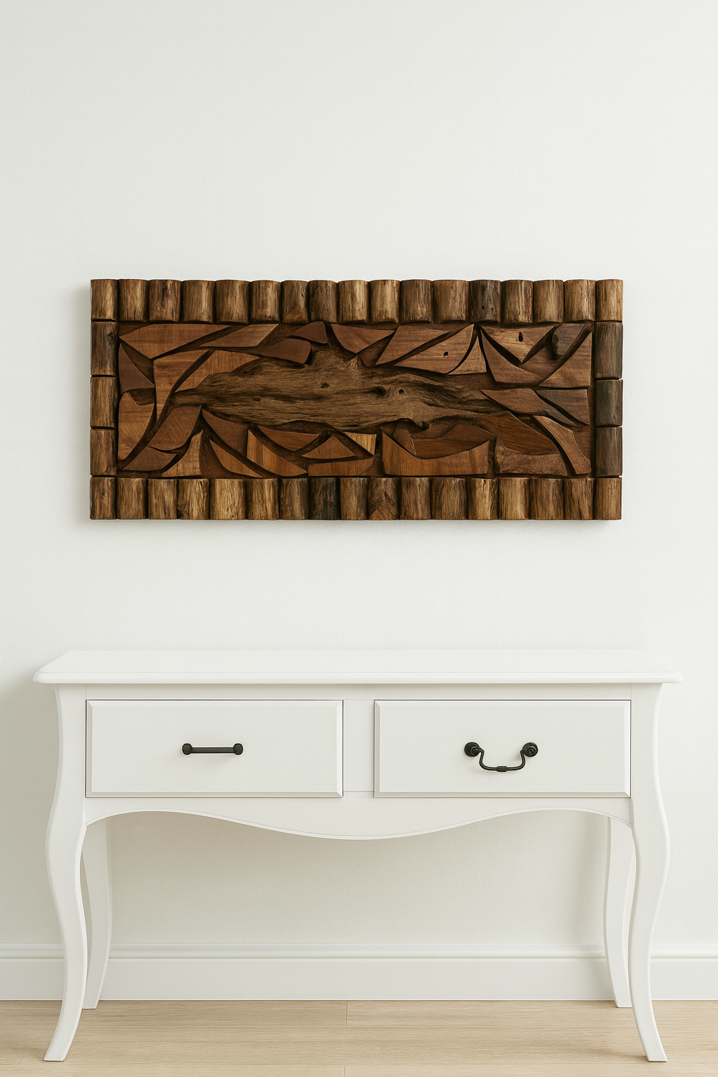 Modular Teak Wall Panel – Geometric Natural Art (Horizontal or Vertical)