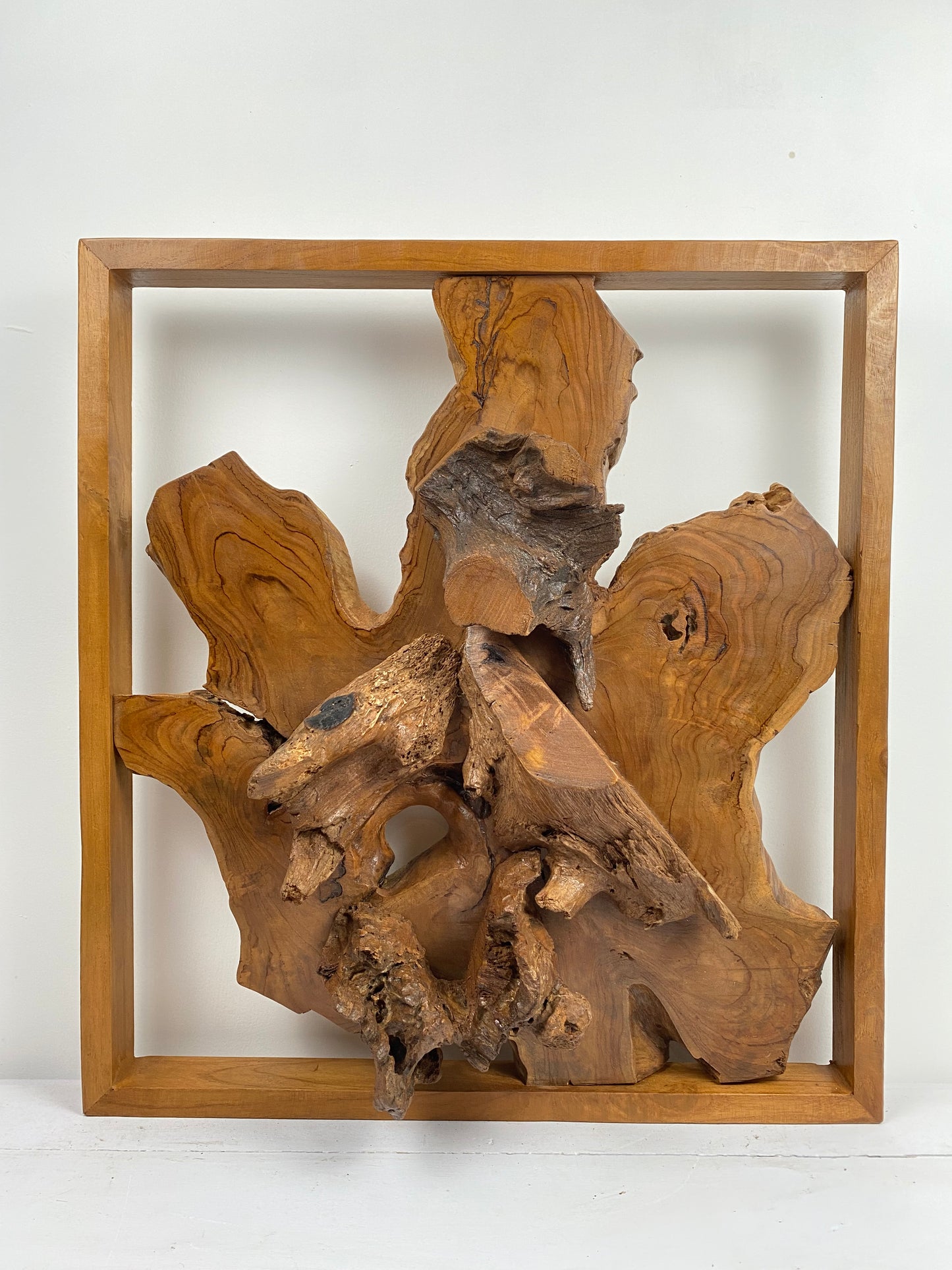 Framed Teak Root Wall Art – One-of-a-Kind Organic Sculpture