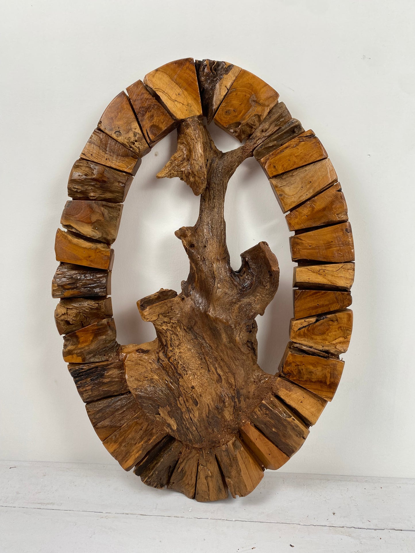 Oval Teak Root Wall Sculpture – Raw Nature Statement Art
