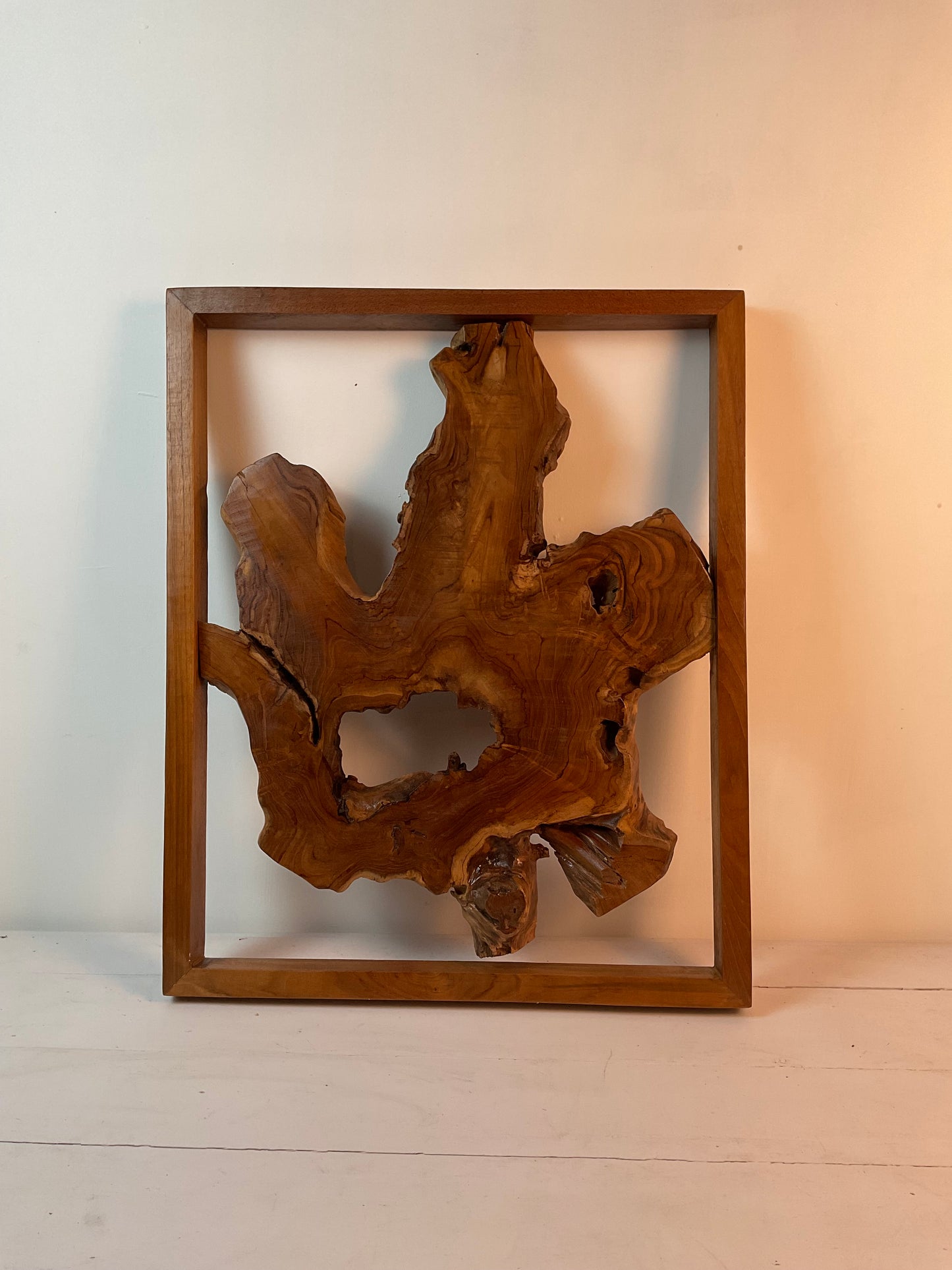 Framed Teak Root Wall Sculpture – One of a Kind