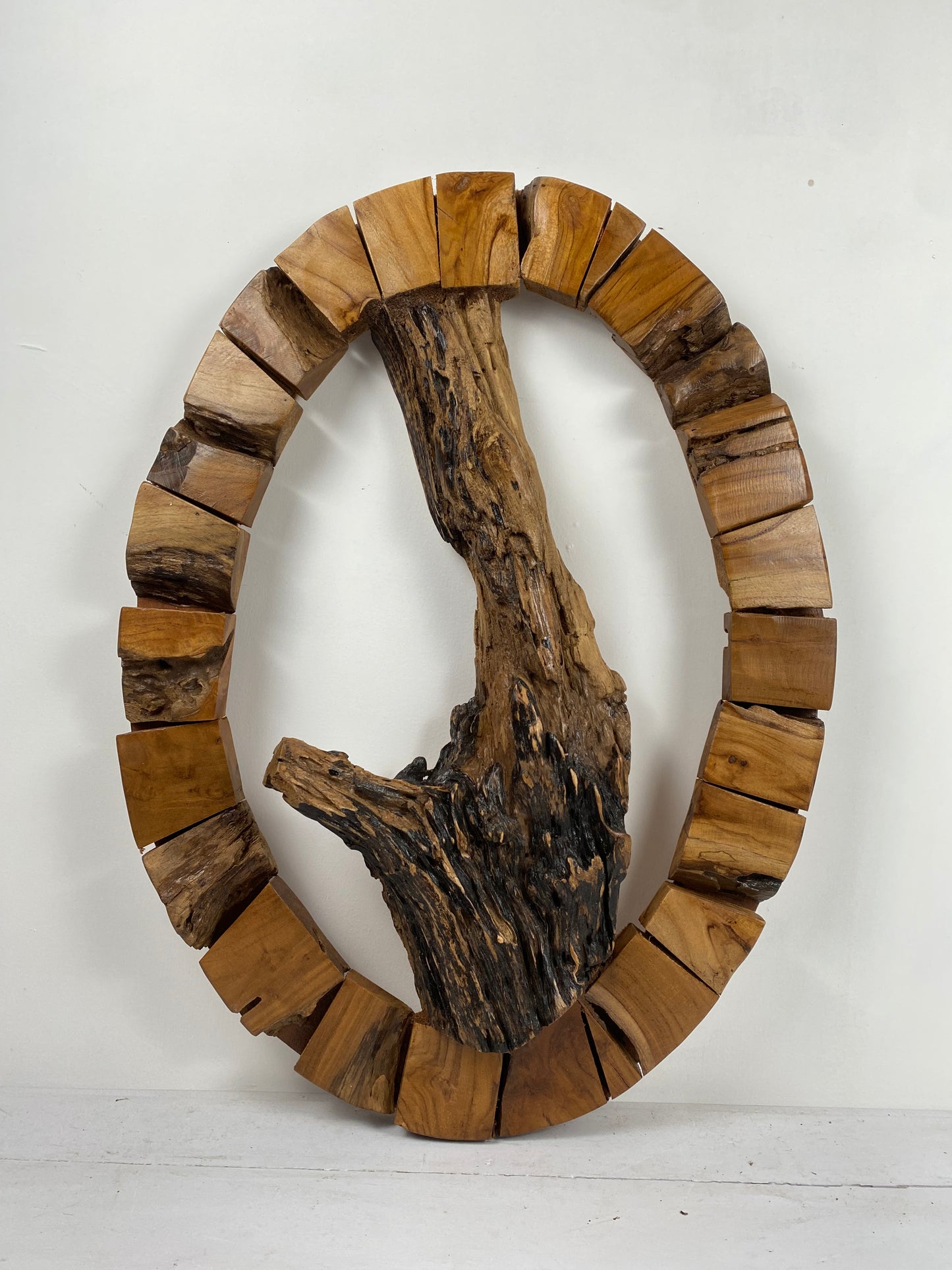 Oval Teak Root Wall Sculpture – Raw Nature Statement Art