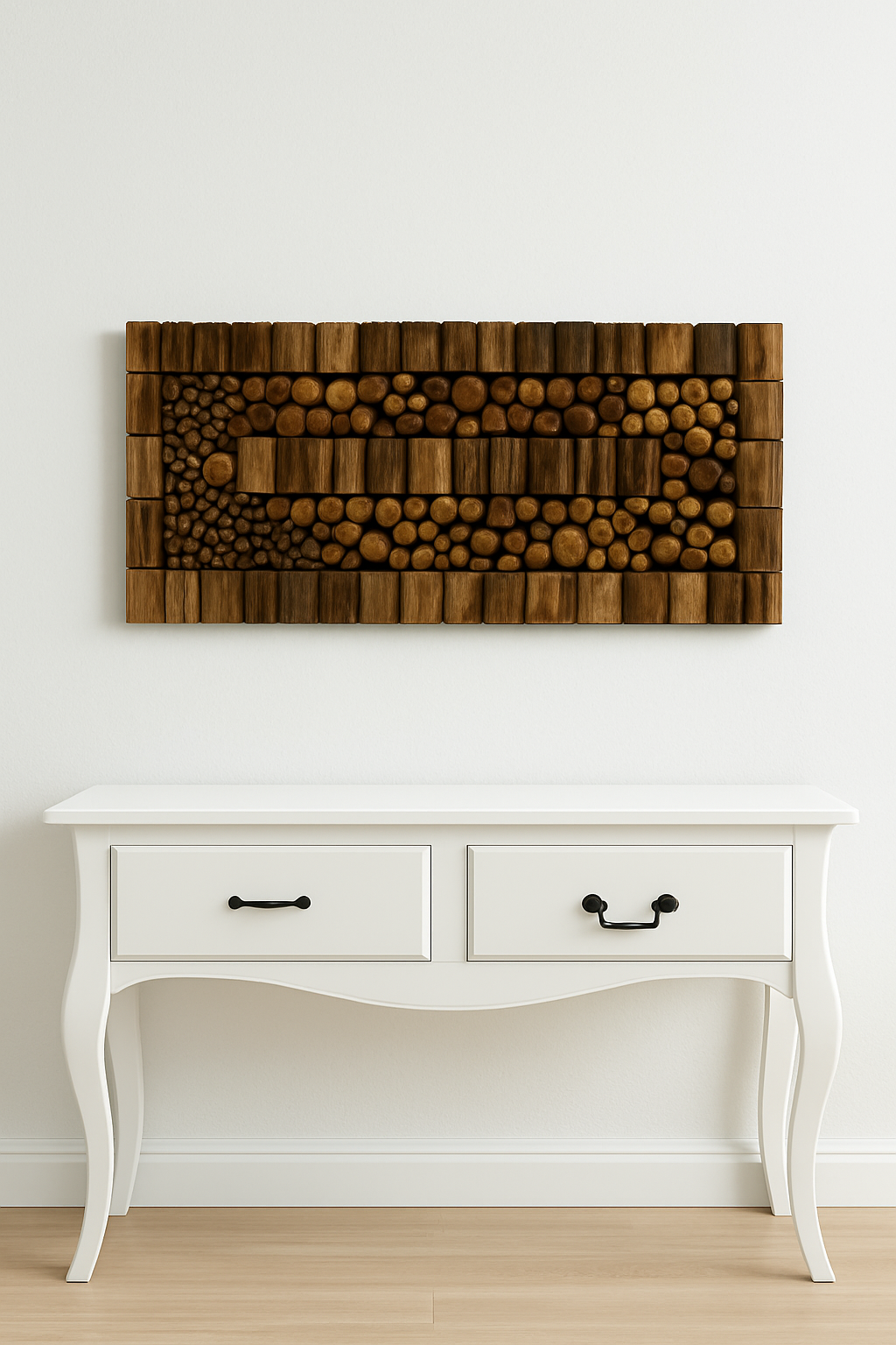 Modular Teak Wall Panel – Geometric Natural Art (Horizontal or Vertical)