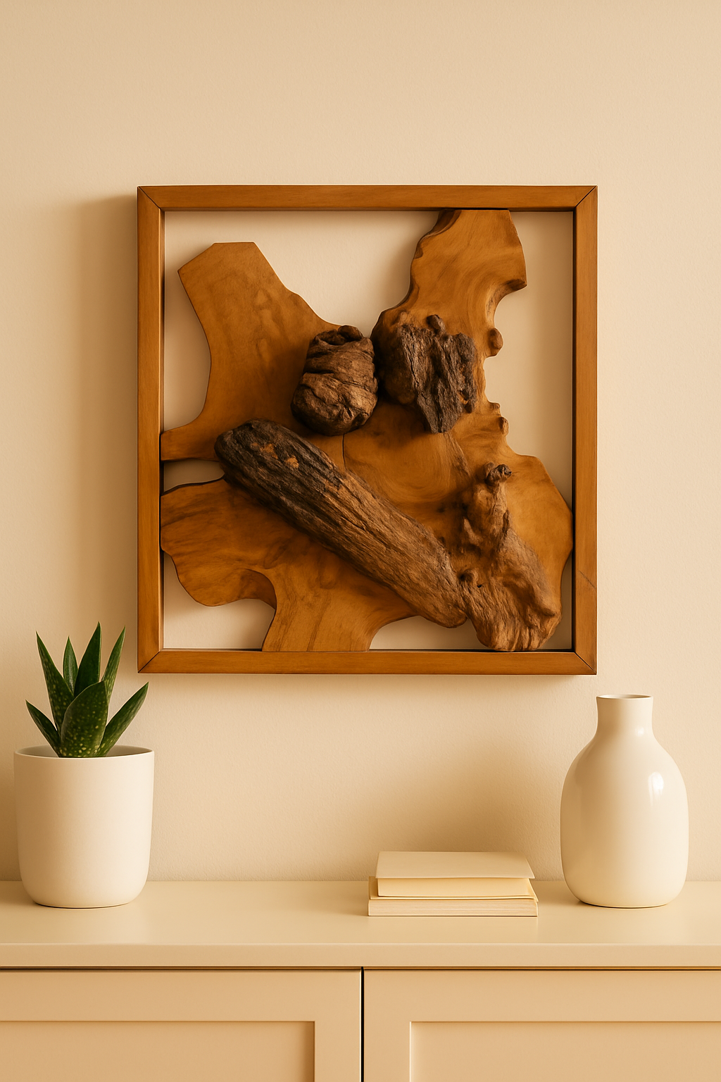 Framed Teak Root Wall Art – One-of-a-Kind Organic Sculpture